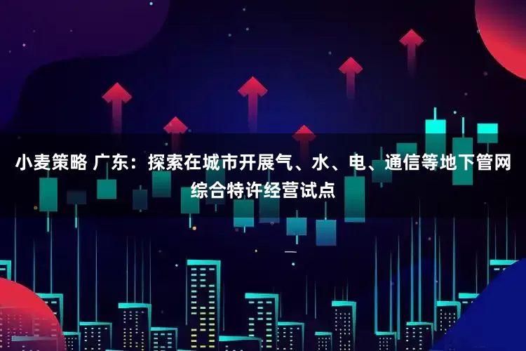 小麦策略 广东：探索在城市开展气、水、电、通信等地下管网综合特许经营试点